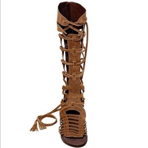 Free People Tall Gladiator Sandals - Brown Leather